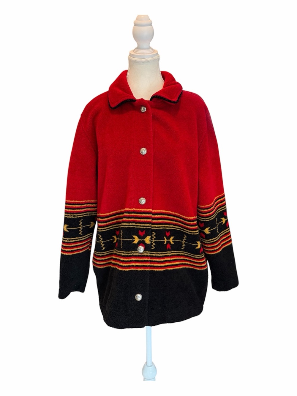 Vintage County Clothing Co M Teddy Southwestern Aztec Button Up Jacket Pockets